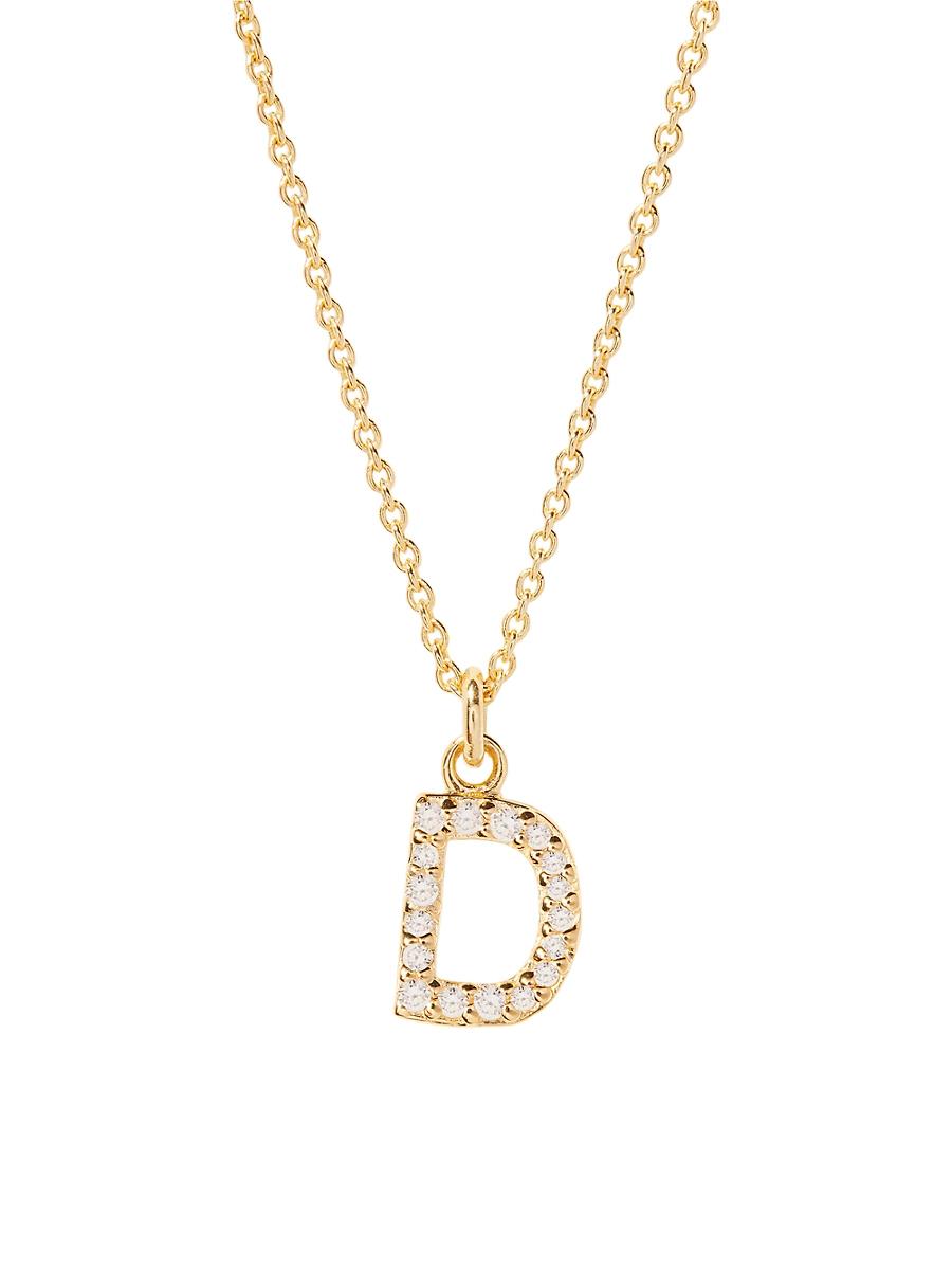 Womens Blaire 14K-Yellow-Gold Vermeil & 0.3-0.11 TCW Diamond Initial Pendant Necklace Product Image
