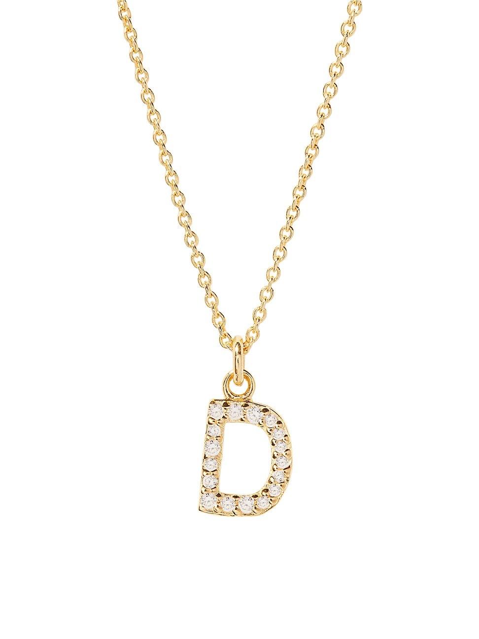 Womens Blaire 14K-Yellow-Gold Vermeil & 0.3-0.11 TCW Diamond Initial Pendant Necklace Product Image