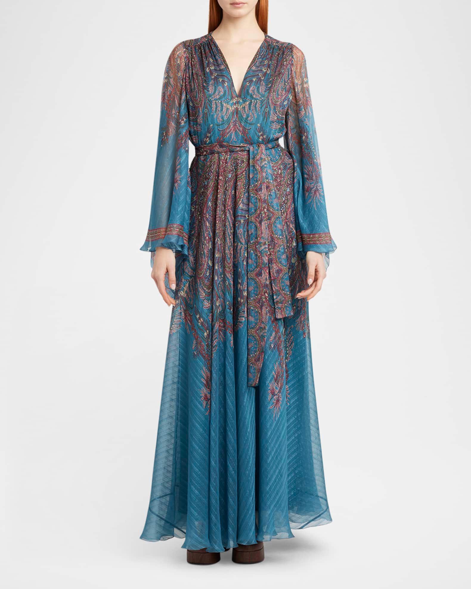 Floral Paisley Silk Boho Gown Product Image
