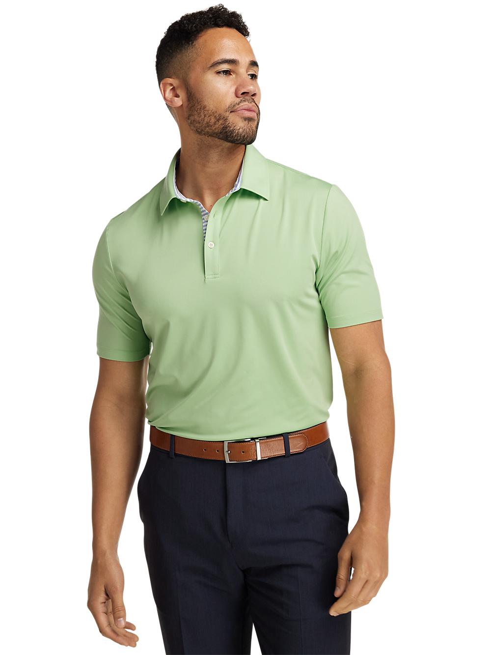 Performance Blend Three Button Polo - Light Green Product Image