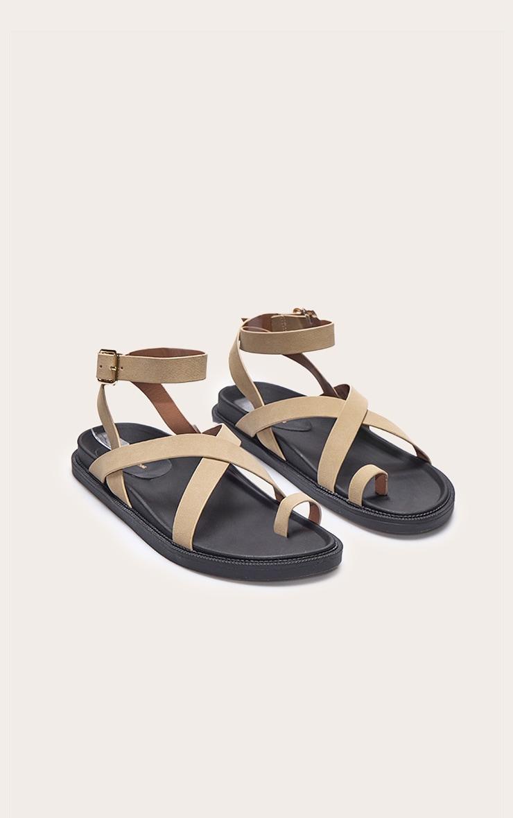 Stone Faux Suede Round Toe Ankle Strap Footbed Sandals Product Image