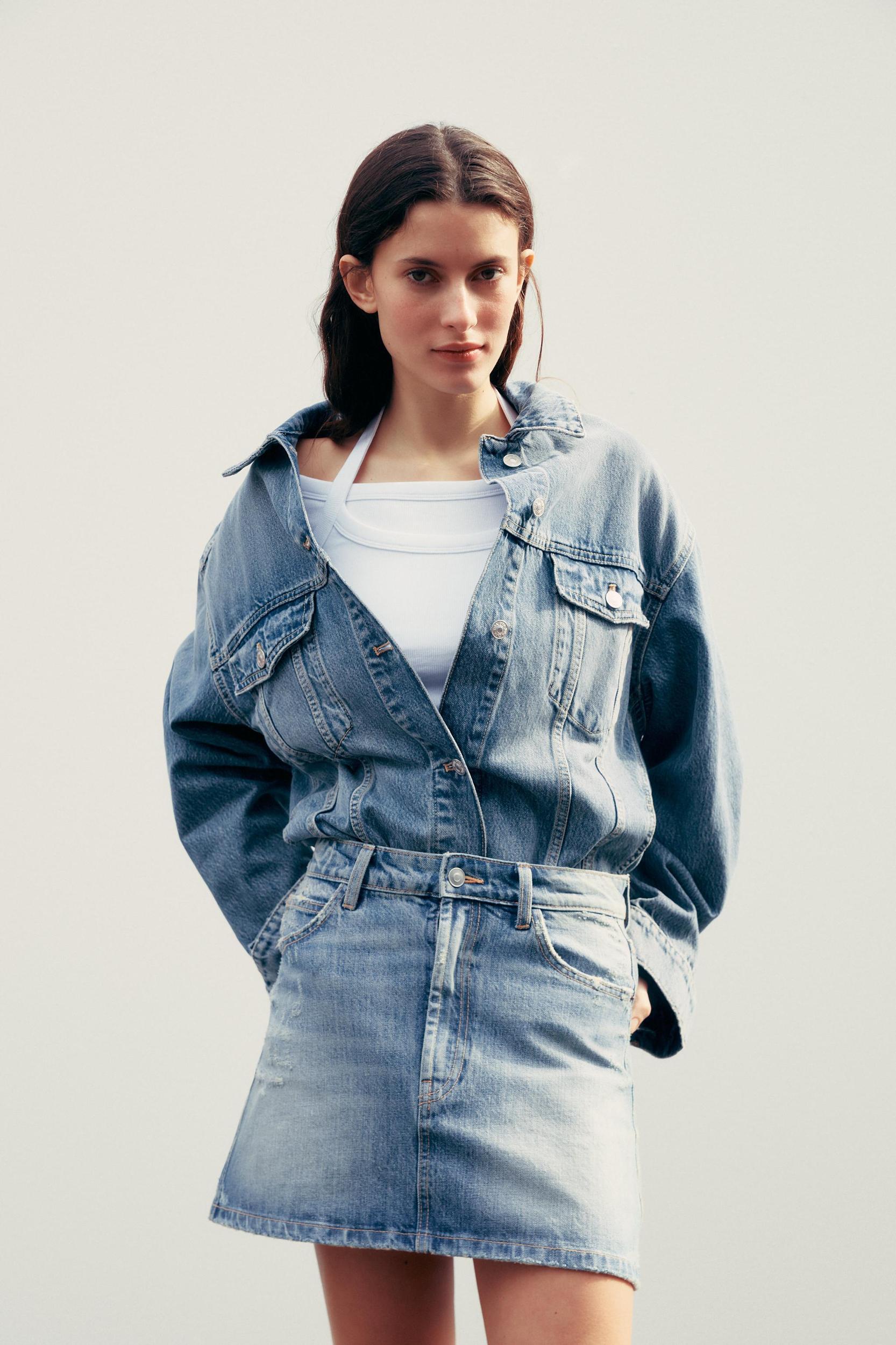 RIPPED TRF DENIM SKIRT Product Image