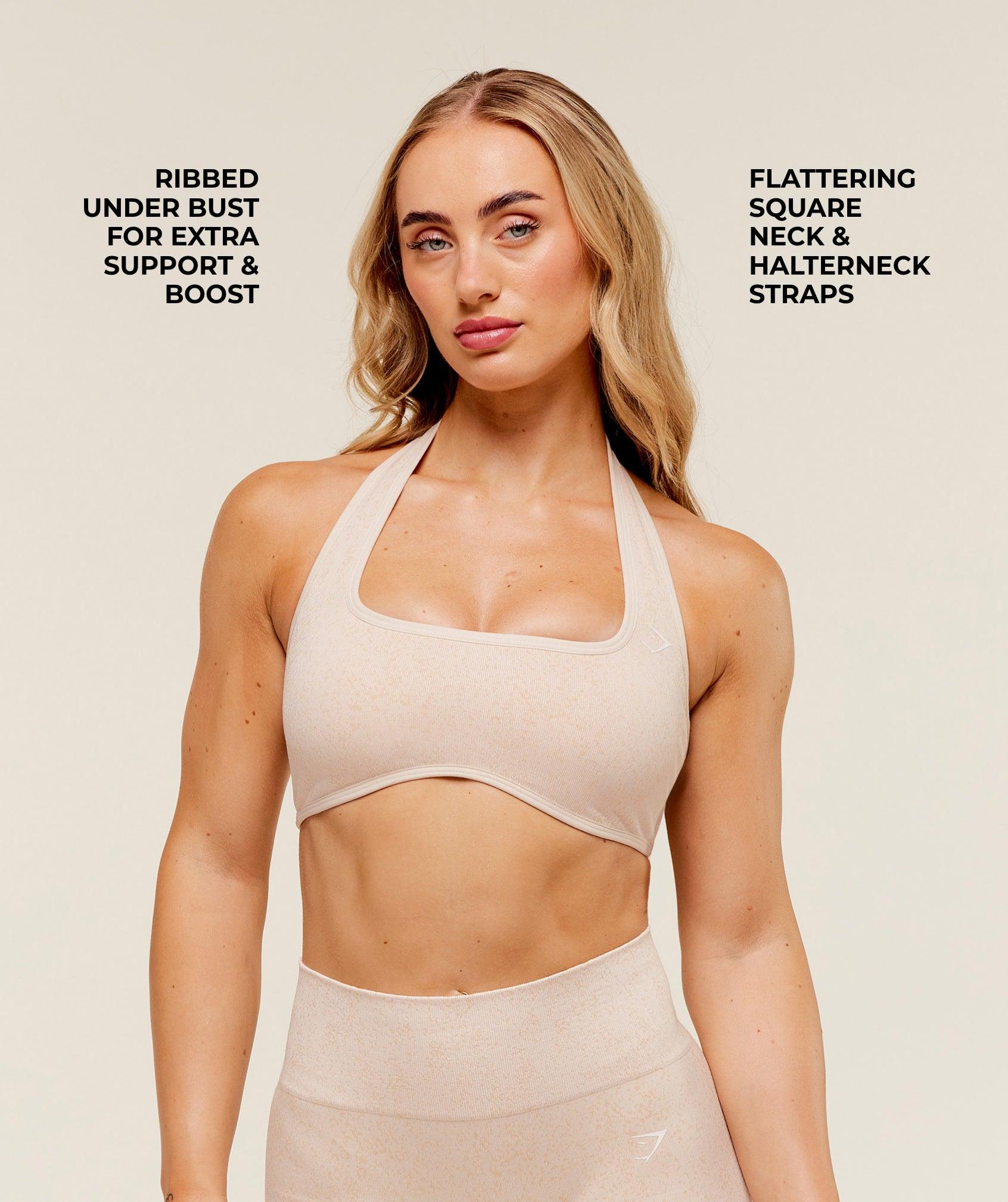 Gymshark Adapt Fleck x Whitney Halterneck Sports Bra - Coconut White Female Product Image