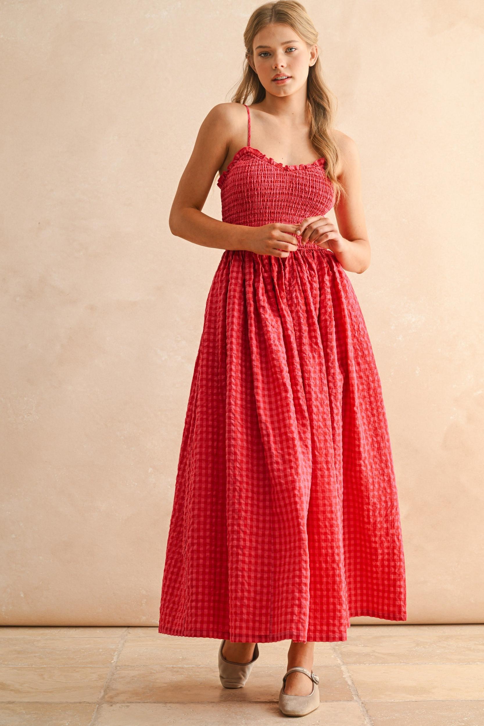 Gingham Smocked Maxi Dress Product Image