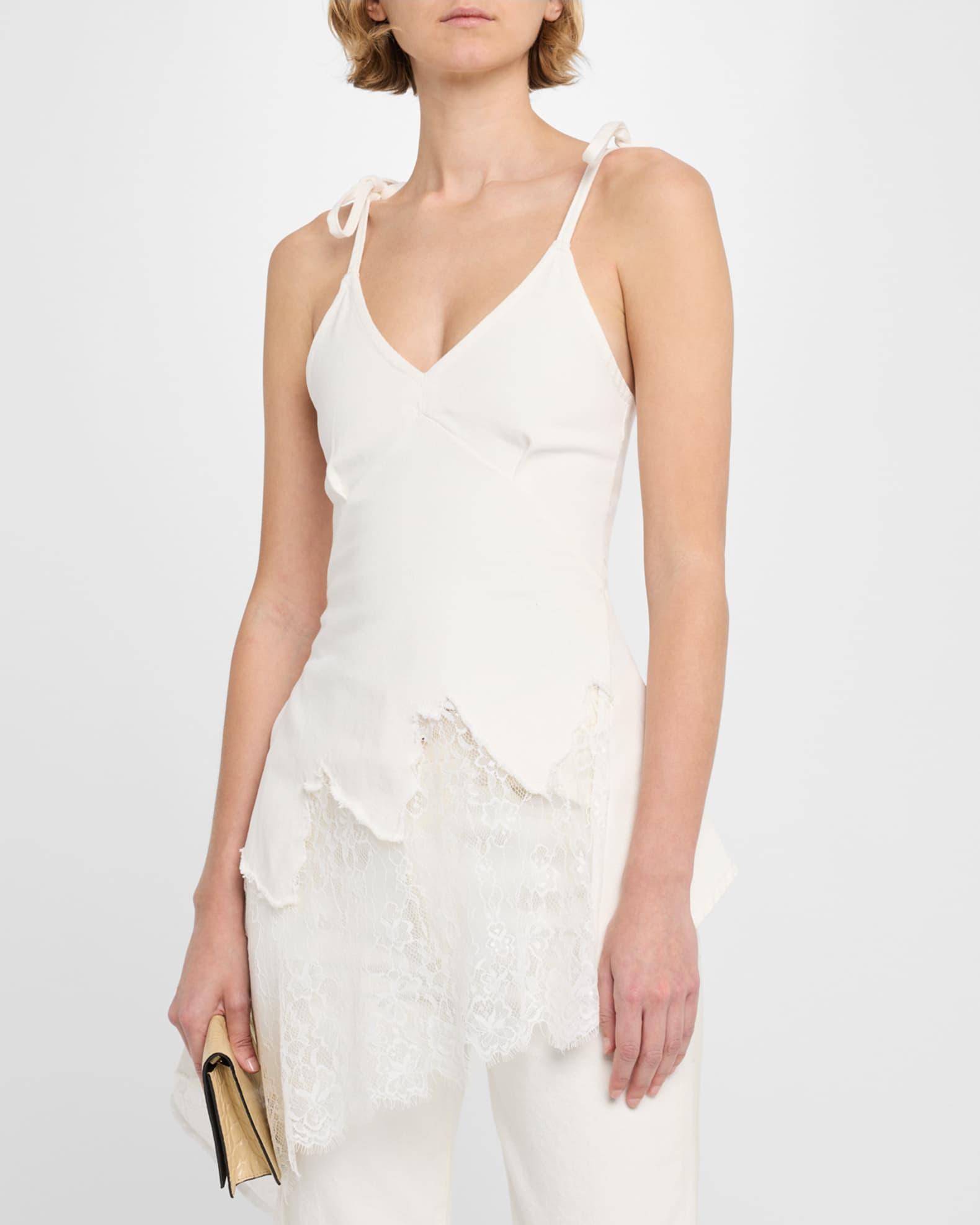 Denim and Lace Strappy Top Product Image