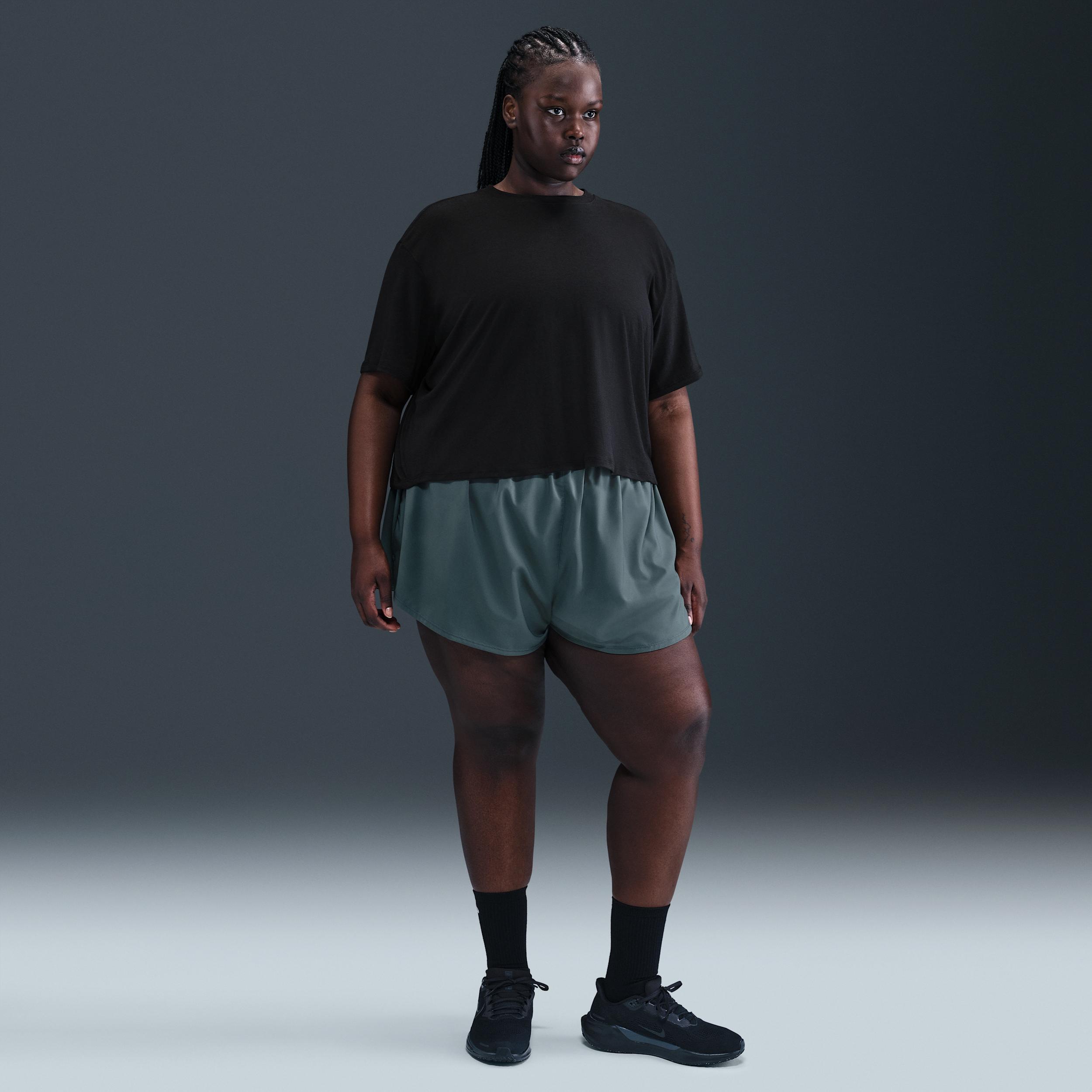 Nike Womens One Relaxed Dri-FIT Cropped Short-Sleeve Top (Plus Size) | HJ1067-010 Product Image