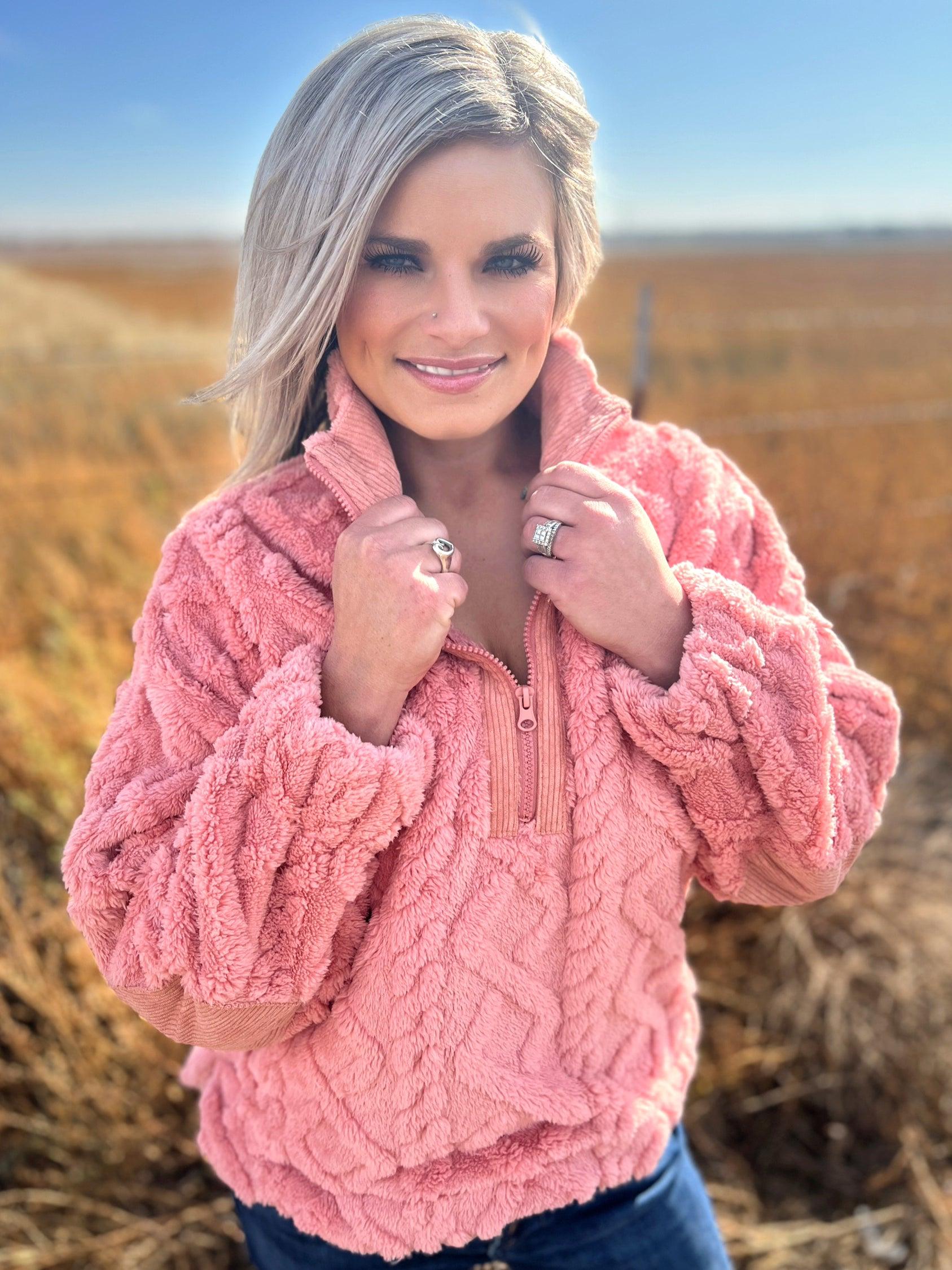 Fuzzy Fleece Cozy Cable Pattern Pullover* Product Image