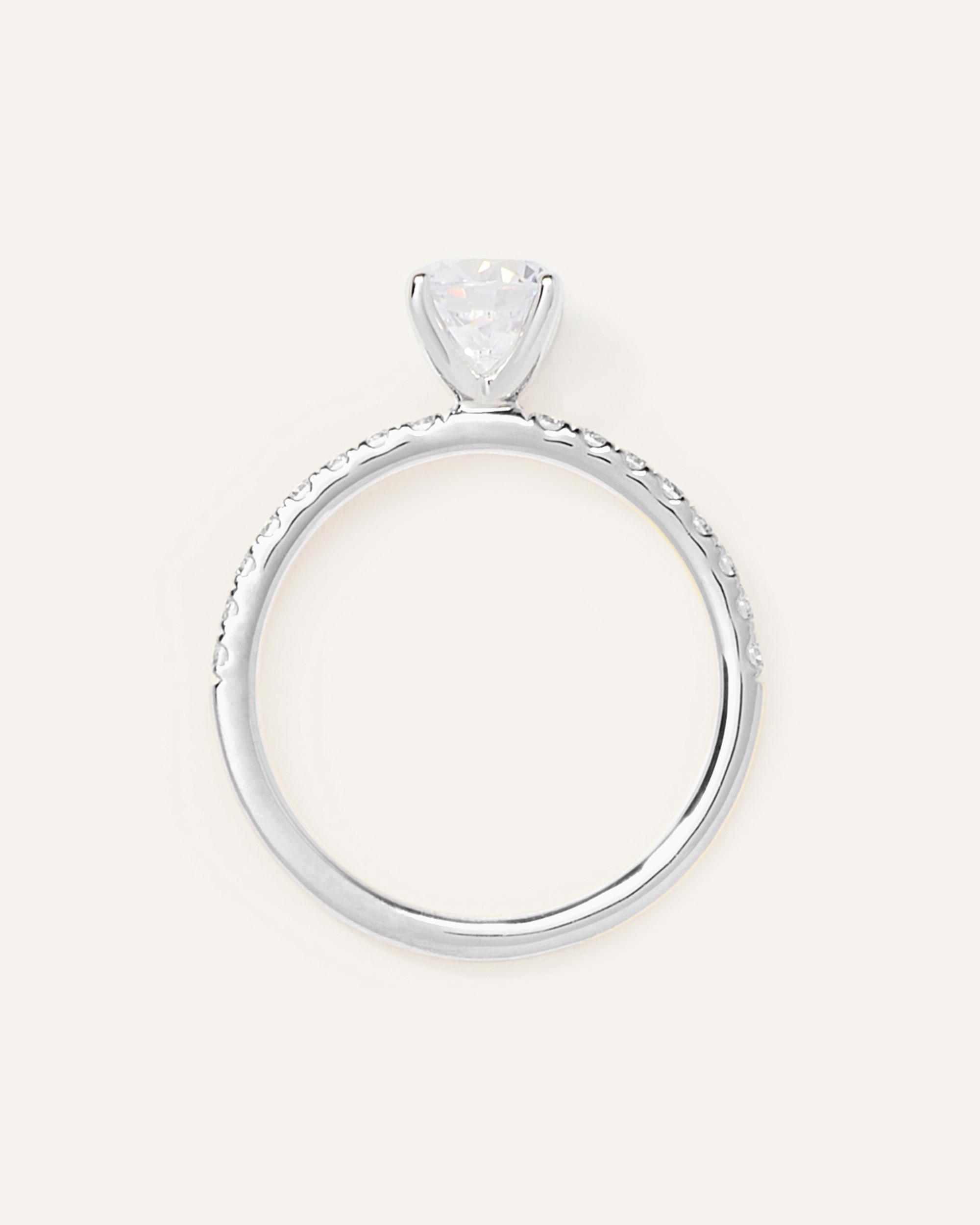 Quince | Women's Lab Grown Diamond Round Petite Pave Engagement Ring Product Image
