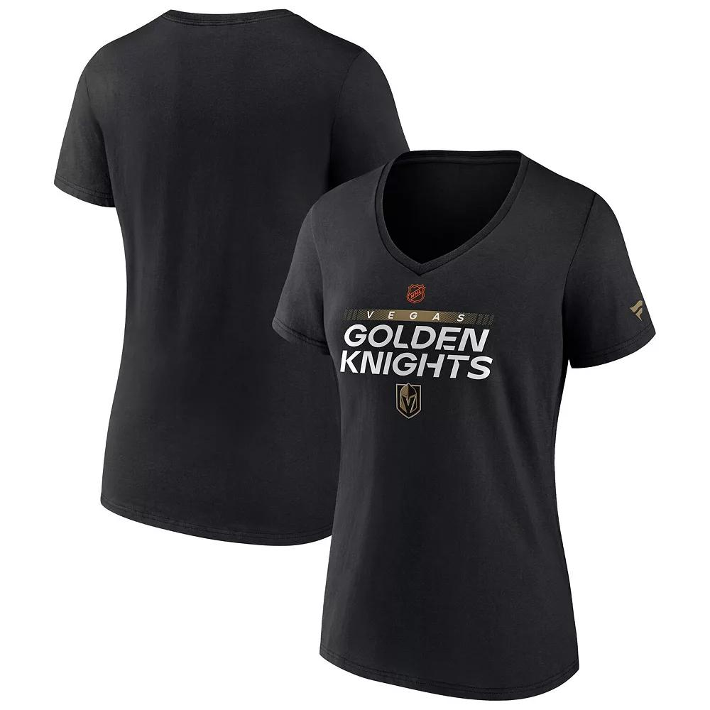 Women's Fanatics Black Vegas Golden Knights Confidential Program V-Neck T-Shirt, Size: Large, Lvk Black Product Image
