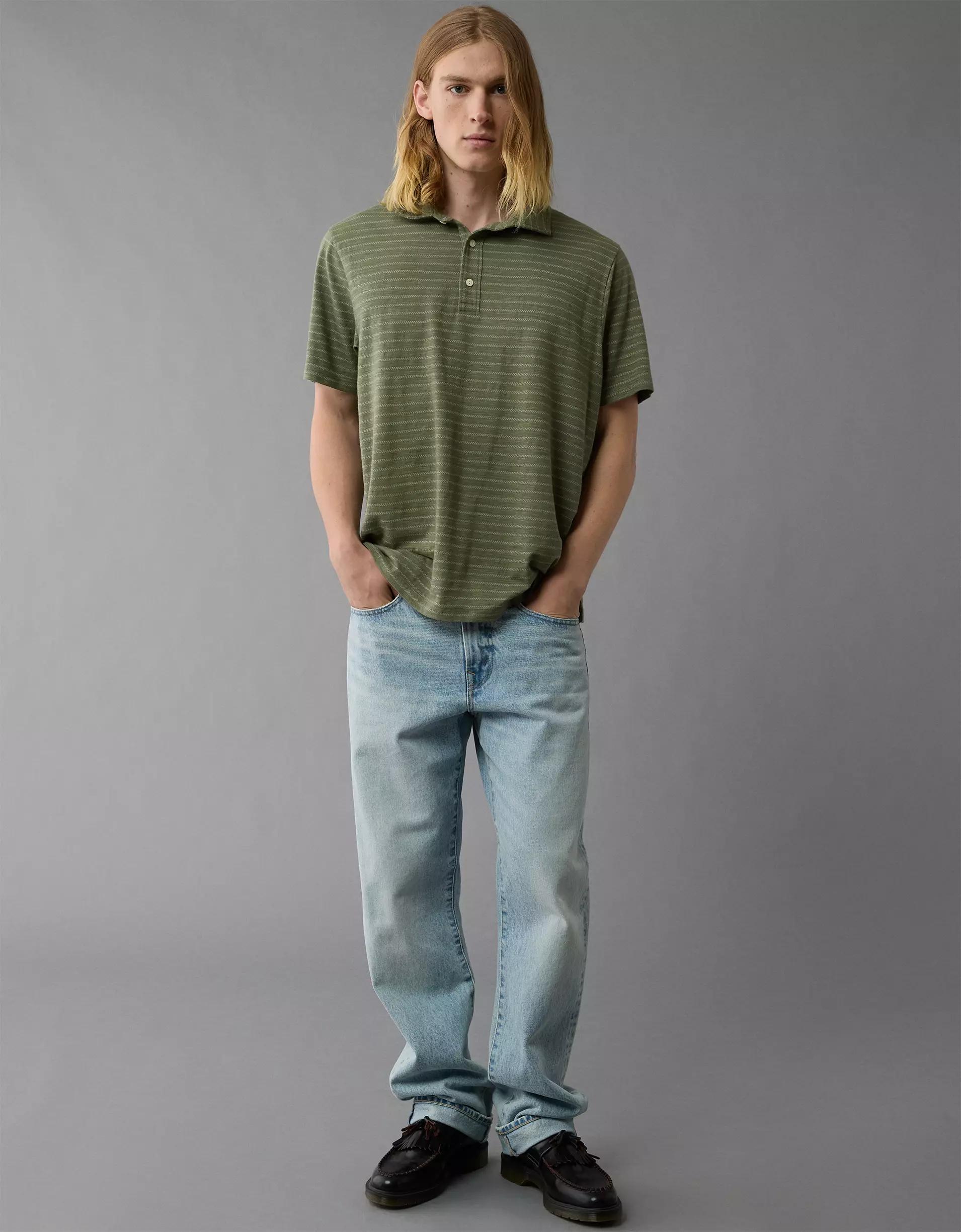 AE Jersey Striped Polo Shirt Product Image