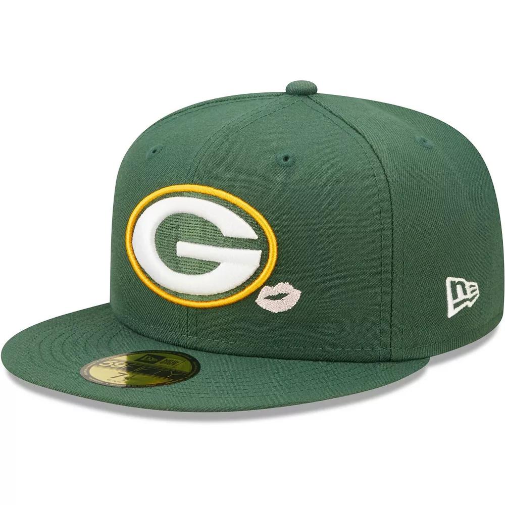 Men's New Era Green Green Bay Packers Lips 59FIFTY Fitted Hat,  Product Image