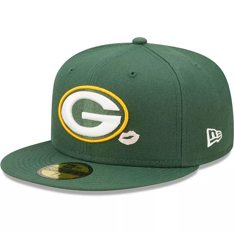 Men's New Era Green Green Bay Packers Lips 59FIFTY Fitted Hat,  Product Image