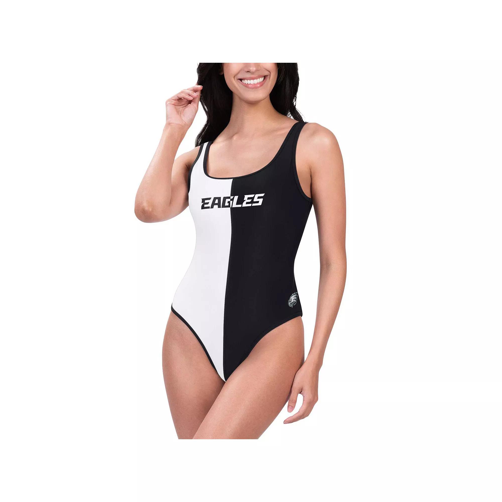 Women's G-III 4Her by Carl Banks Black/White Philadelphia Eagles Last Stand One-Piece Swimsuit, Size: 2XL Product Image