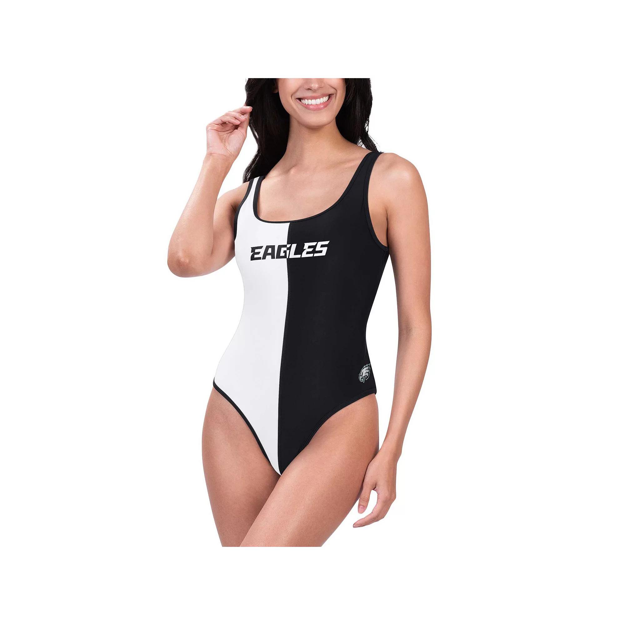 Women's G-III 4Her by Carl Banks Black/White Philadelphia Eagles Last Stand One-Piece Swimsuit, Size: 2XL Product Image
