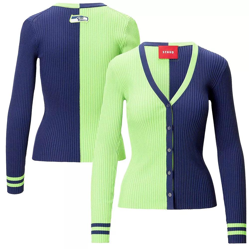 Women's Neon Green/Navy Seattle Seahawks Cargo Sweater, Size: Large, Brt Gr Product Image