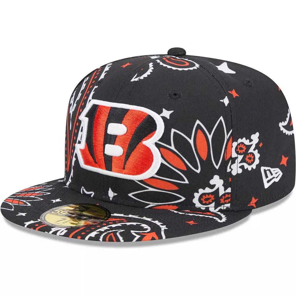 Men's New Era Black Cincinnati Bengals Paisley 59FIFTY Fitted Hat,  Product Image