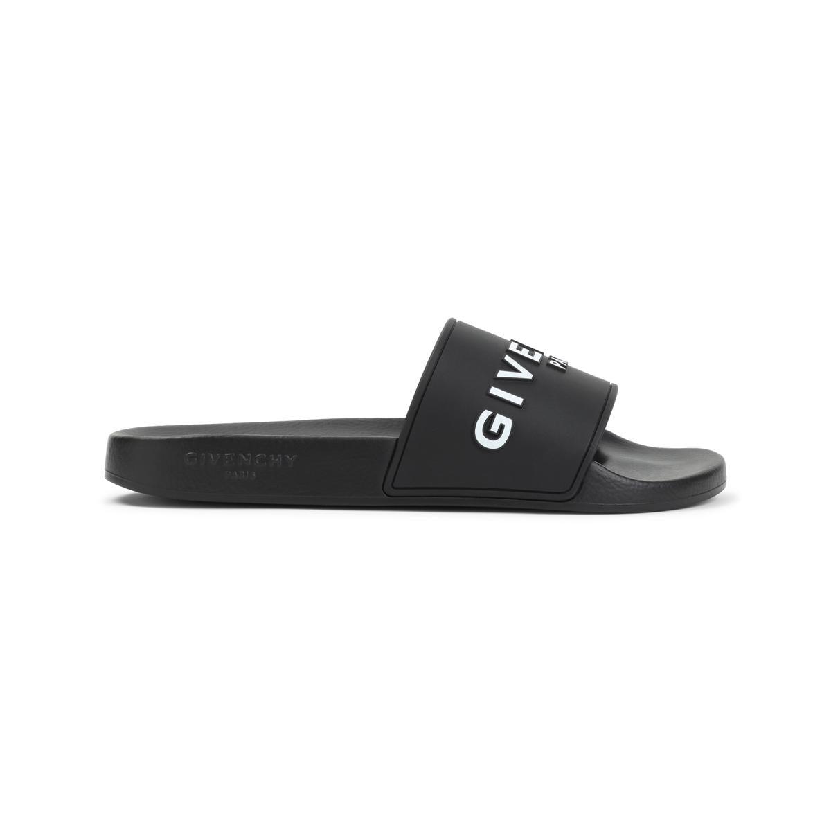 Black Logo-Print Pool Slides Product Image