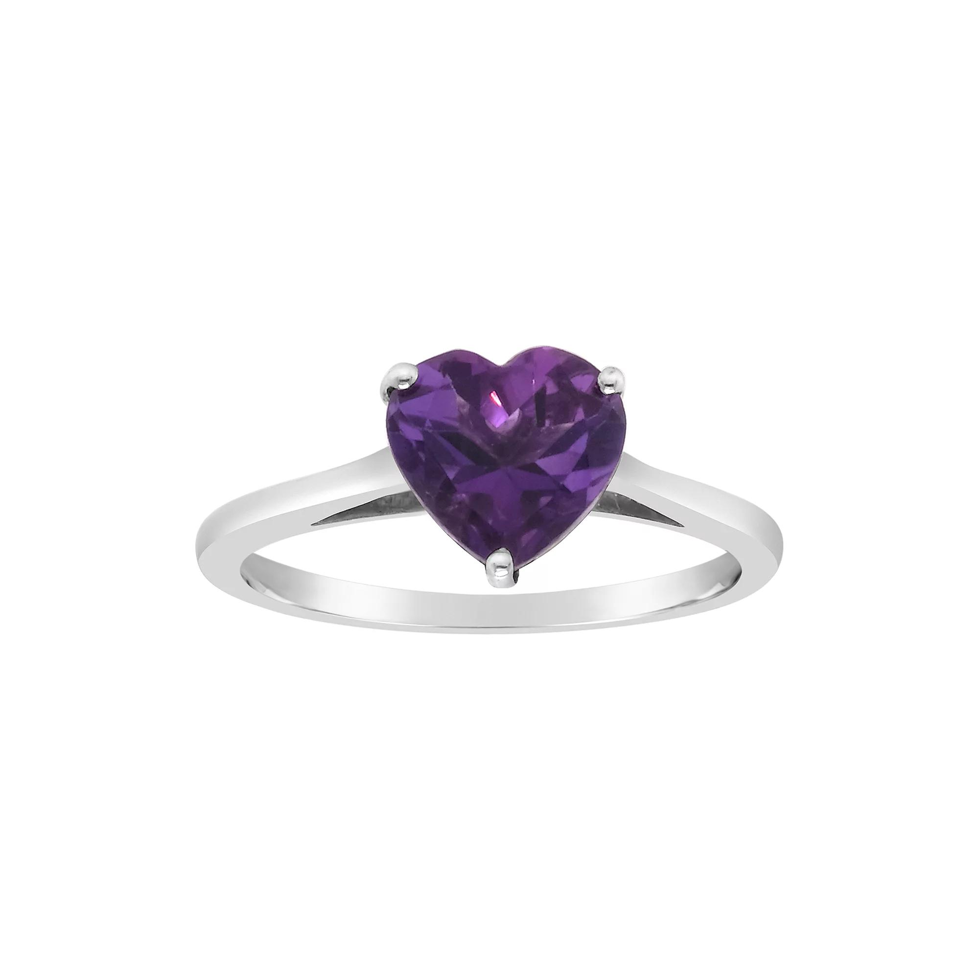 Alyson Layne Sterling Silver Amethyst Heart Ring, Womens Product Image