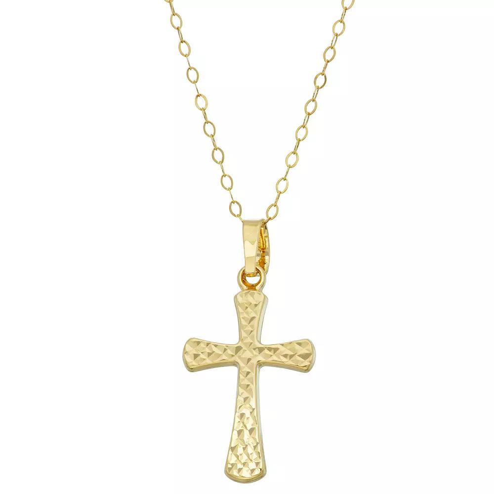 10k Gold Textured Cross Pendant Necklace, Women's, Size: 18", Two Tone Product Image
