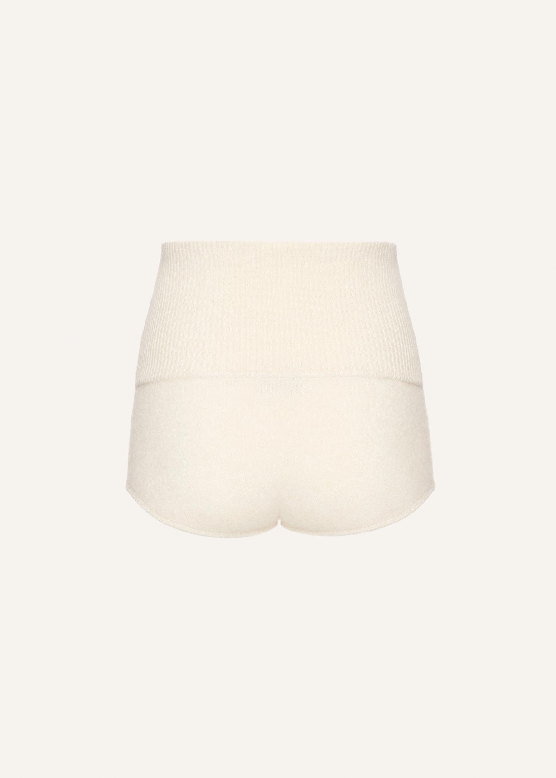 High-waisted mohair knit shorts in cream Product Image