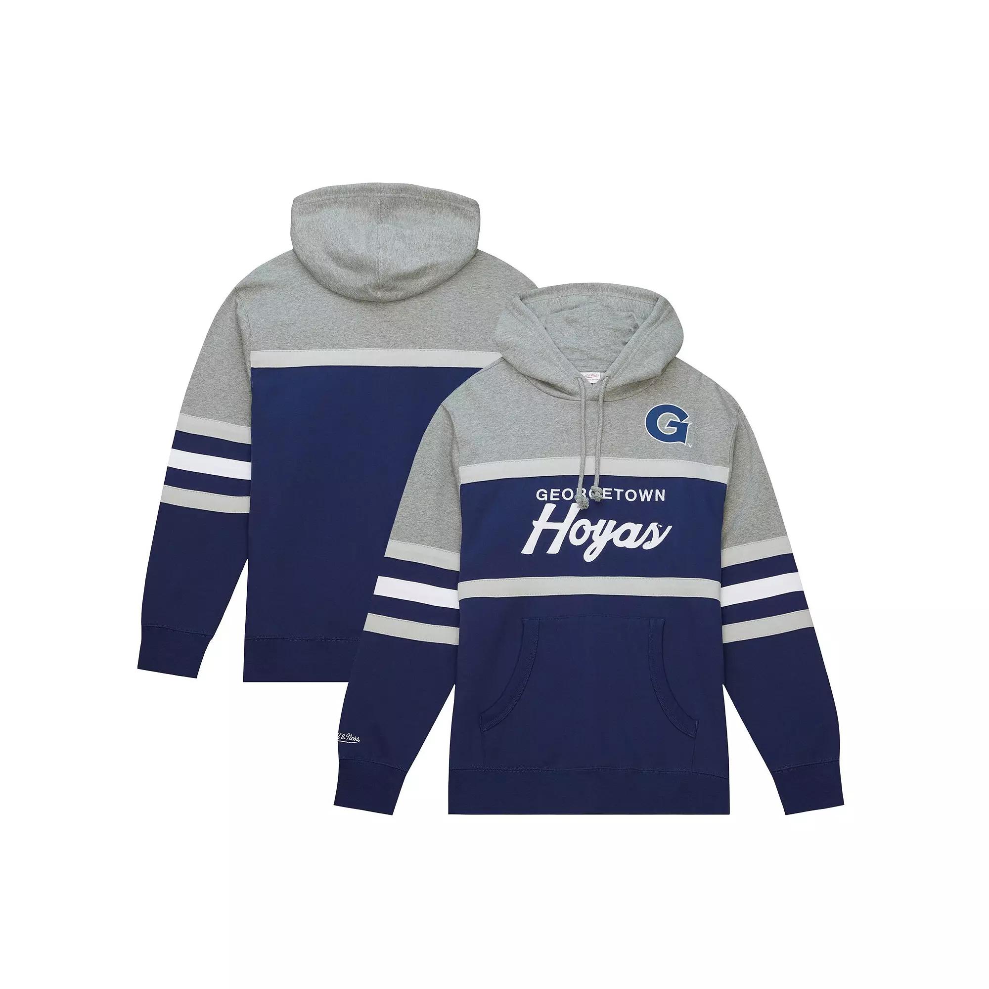 Men's Mitchell & Ness Navy Georgetown Hoyas Head Coach Pullover Hoodie, Size: Large, Grg Blue Product Image