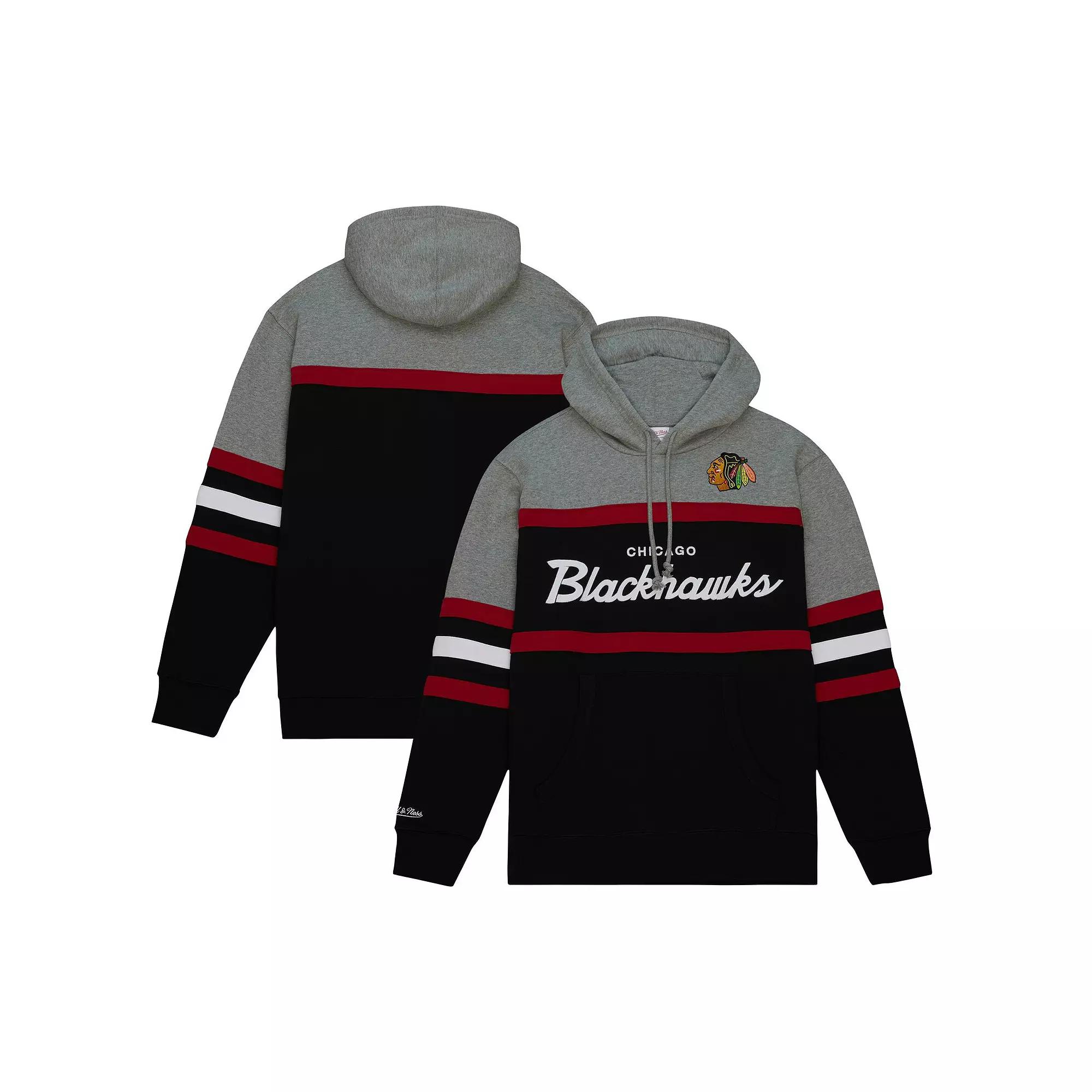 Men's Mitchell & Ness Black/Gray Chicago Blackhawks Head Coach Pullover Hoodie, Size: Small Product Image