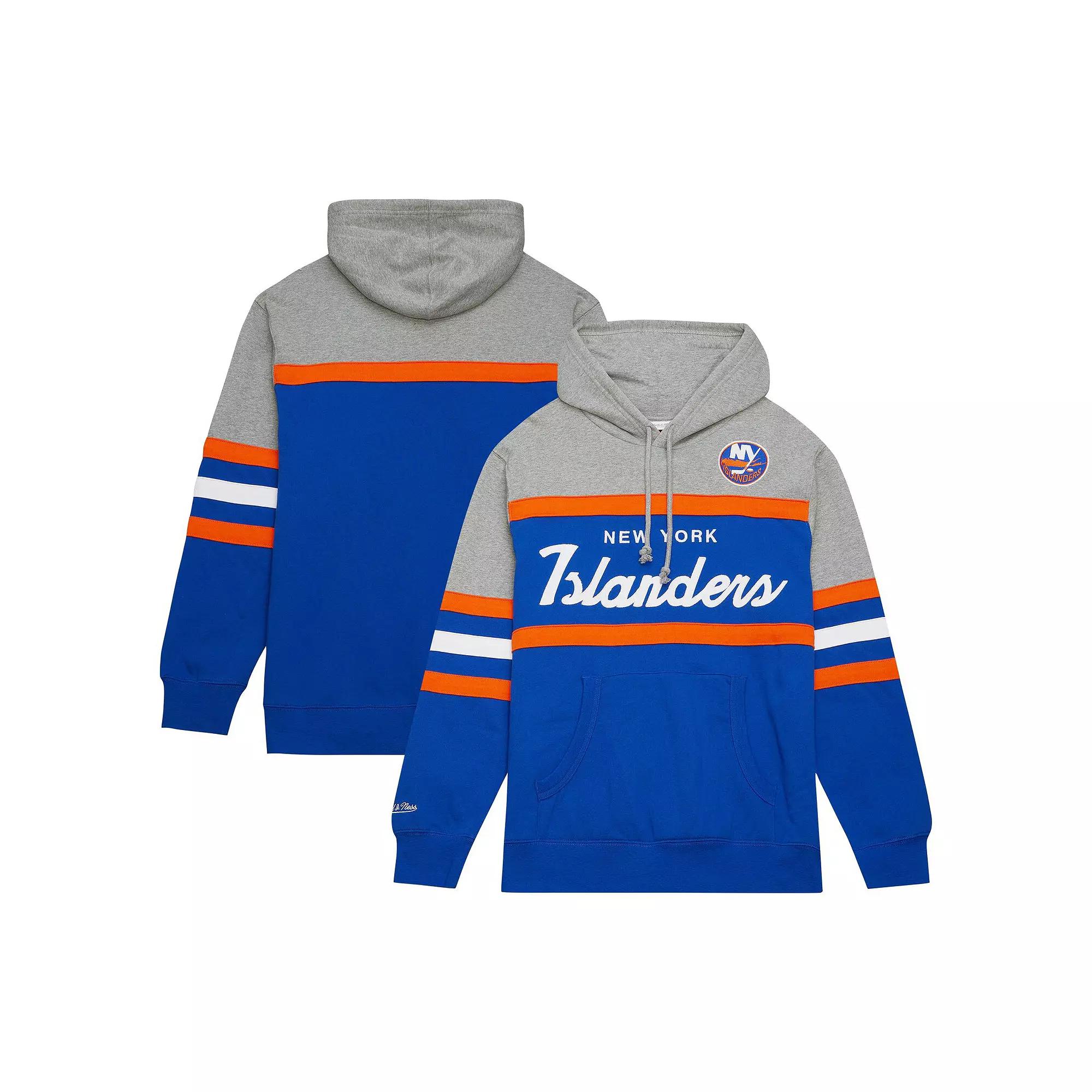 Men's Mitchell & Ness Royal/Gray New York Islanders Head Coach Pullover Hoodie,  Product Image
