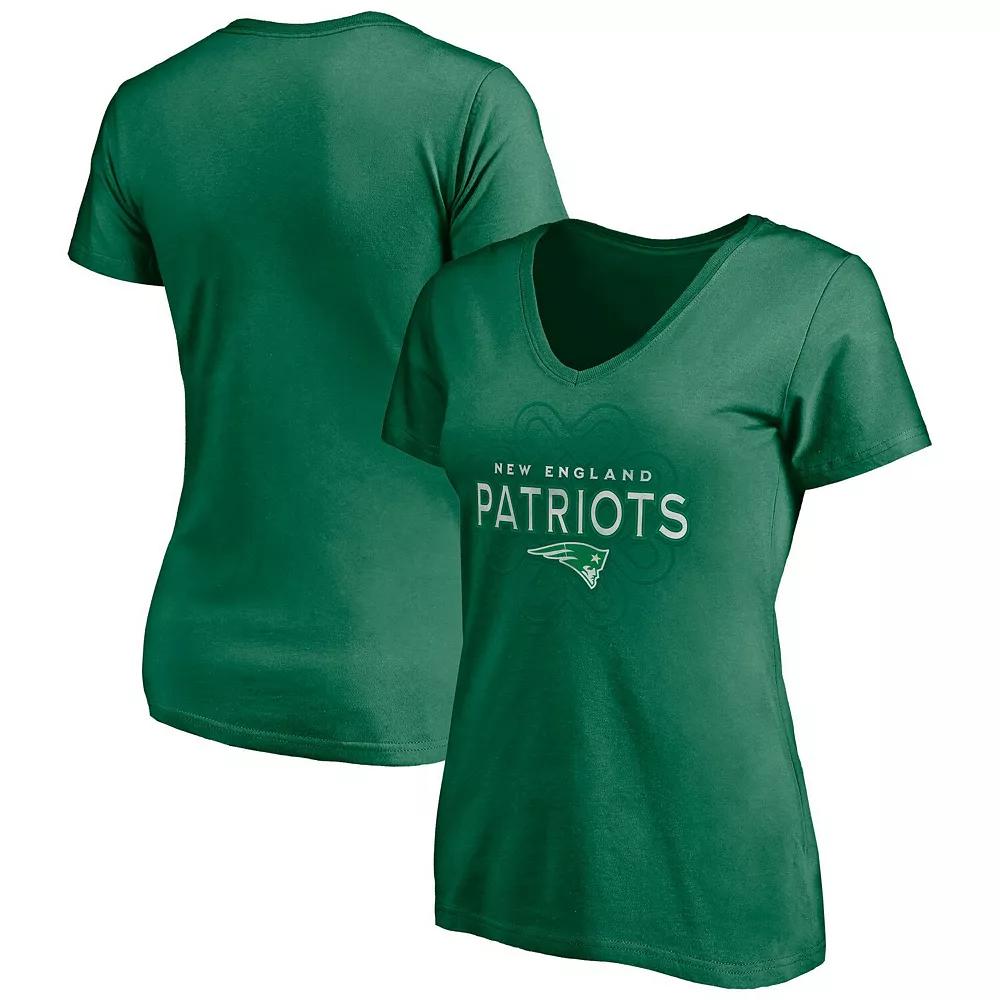 Women's Kelly Green New England Patriots Celtic Knot V-Neck T-Shirt, Size: 3XL Product Image