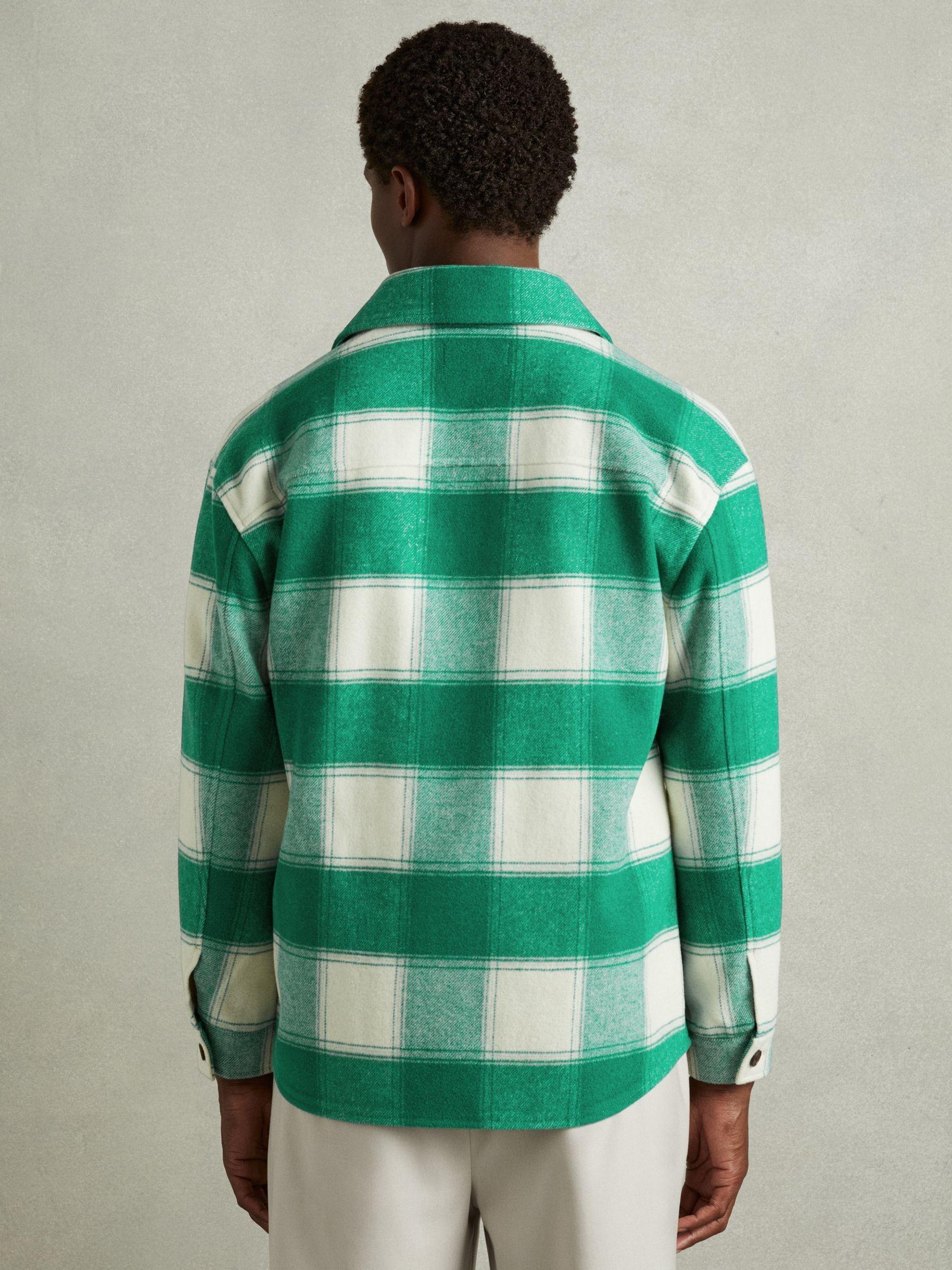 Wool Blend checked Overshirt in Green Product Image