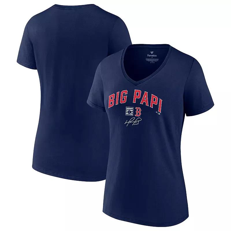 Women's Fanatics Branded David Ortiz Navy Boston Red Sox Big Papi Graphic V-Neck T-Shirt,  Product Image
