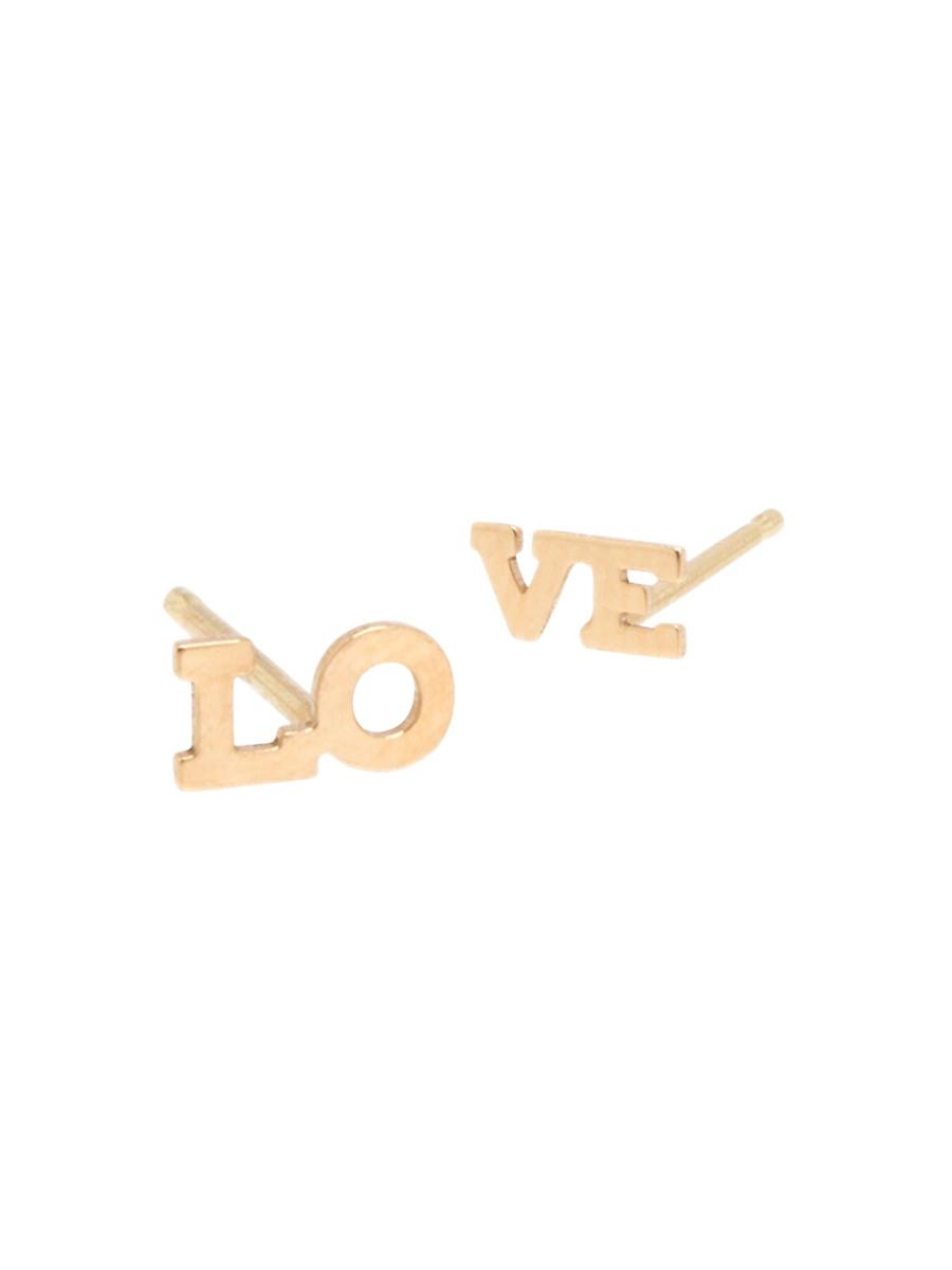 Womens Itty Bitty Words 14K Gold Tiny Lo & Ve Stud Earrings Product Image