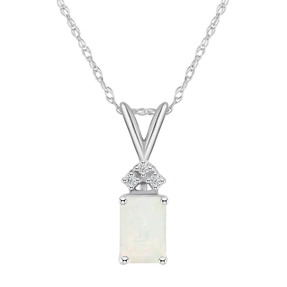 Celebration Gems 14k White Gold Gemstone & Diamond Accent Pendant Necklace, Women's, Size: 18" Product Image