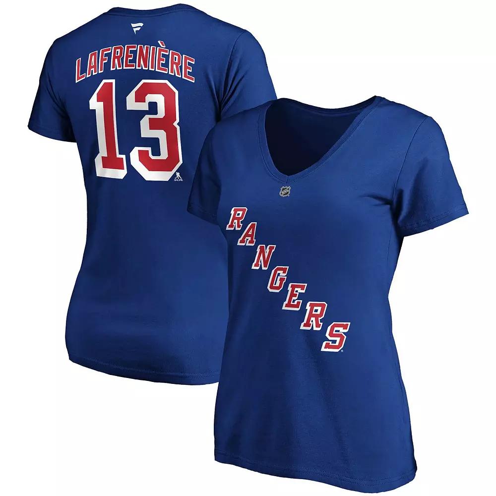 Women's Fanatics Branded Alexis Lafreniere Blue New York Rangers Plus Size Name & Number V-Neck T-Shirt, Size: 2XL, Ran Blue Product Image
