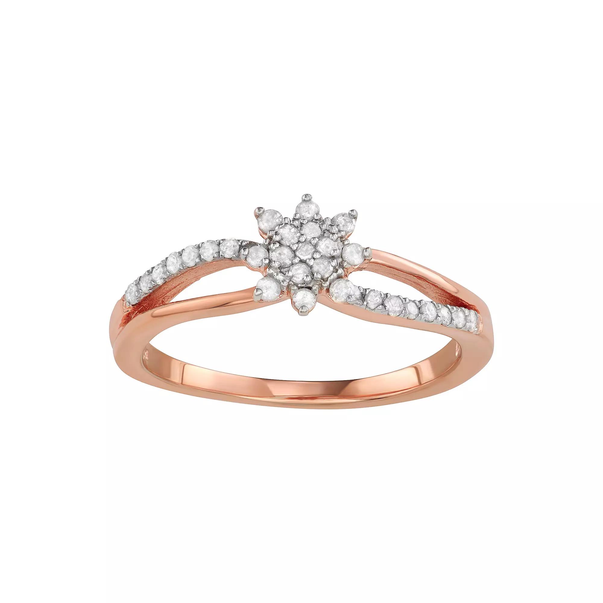 Jewelexcess 14k Rose Gold Over Silver 1/4 Carat T.W. Diamond Ring, Women's, Size: 8, Pink Tone Product Image