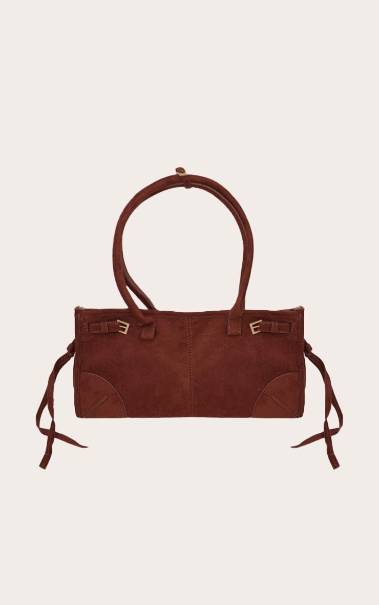 Chocolate Faux Suede Long Shoulder Bag Product Image