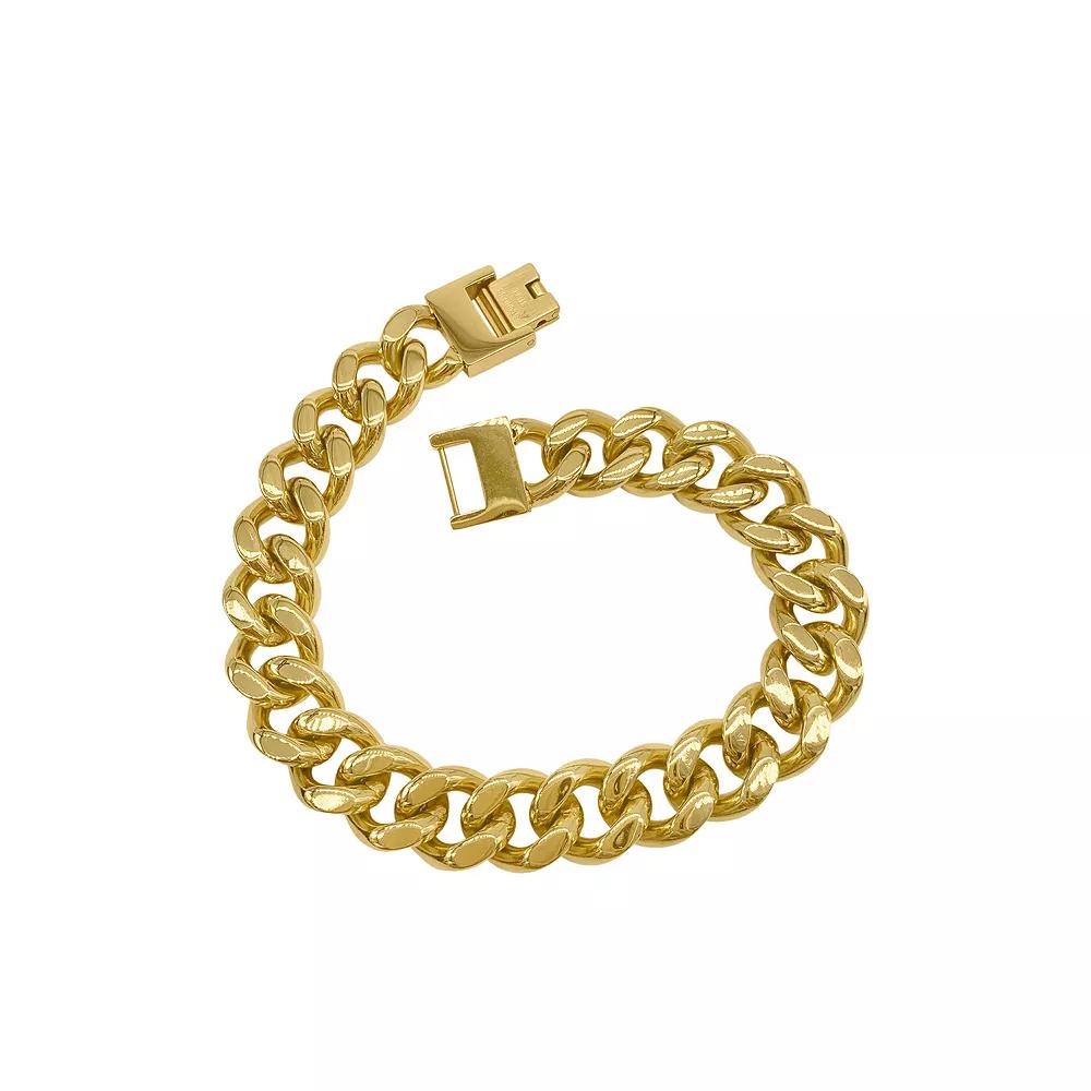 Adornia 14k Gold Plated Stainless Steel Braided Chain Bracelet, Men's, Gold Tone Product Image