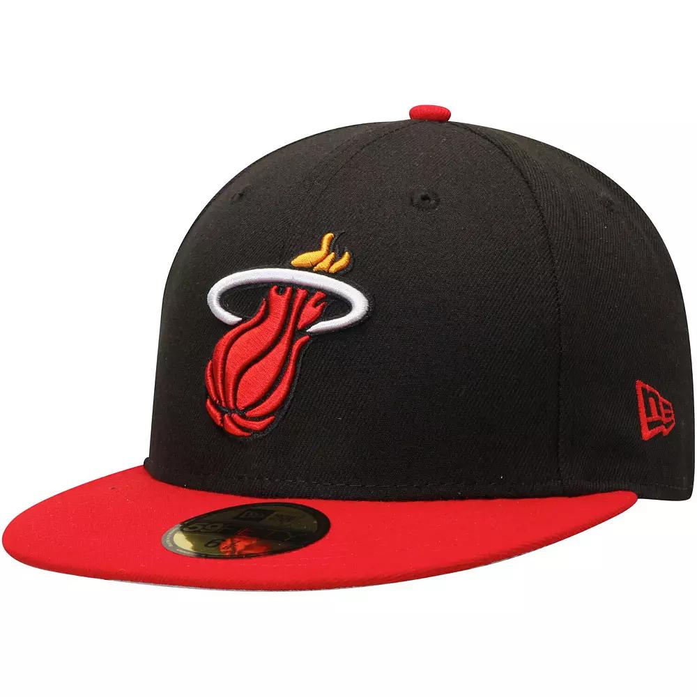 Men's New Era Black/Red Miami Heat Official Team Color 2Tone 59FIFTY Fitted Hat,  Product Image