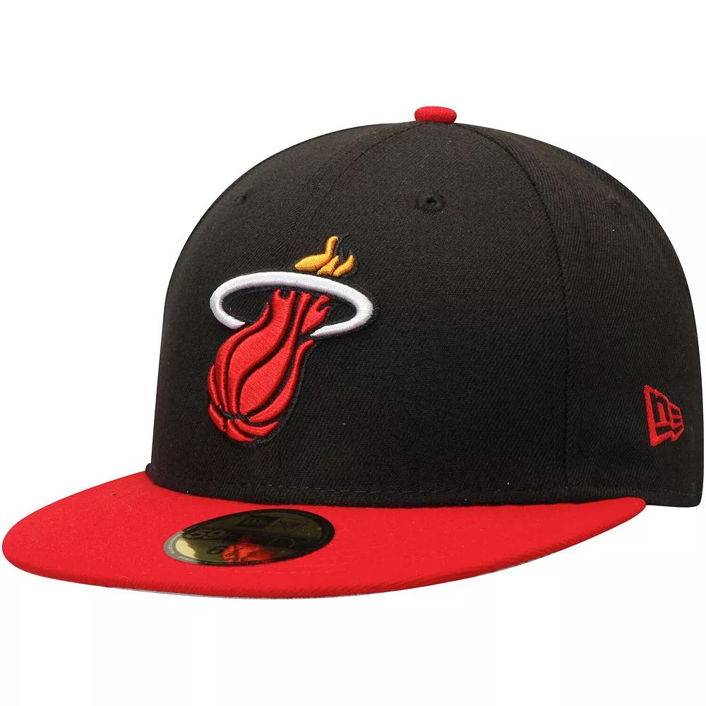 Men's New Era Black/Red Miami Heat Official Team Color 2Tone 59FIFTY Fitted Hat,  Product Image