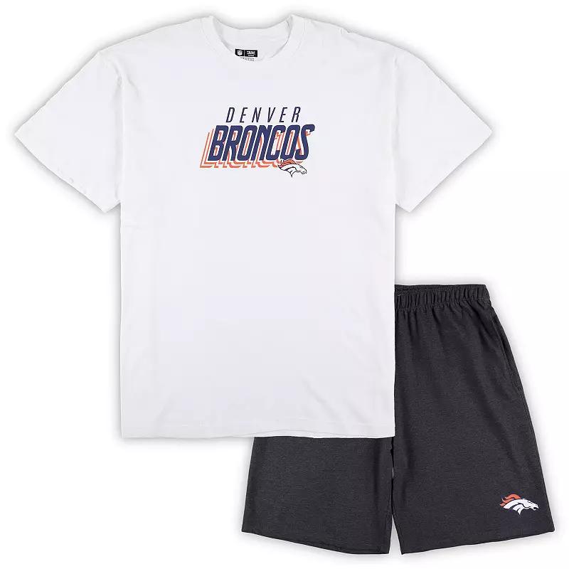 Men's Concepts Sport White/Charcoal Denver Broncos Big & Tall T-Shirt and Shorts Set,  Product Image