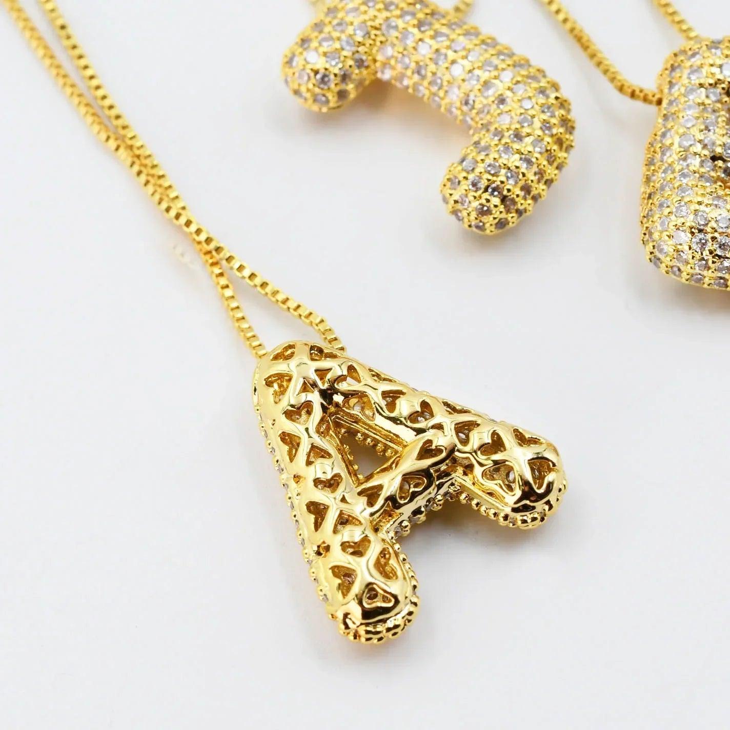 Rhinestone Bubble Initial Necklace Product Image