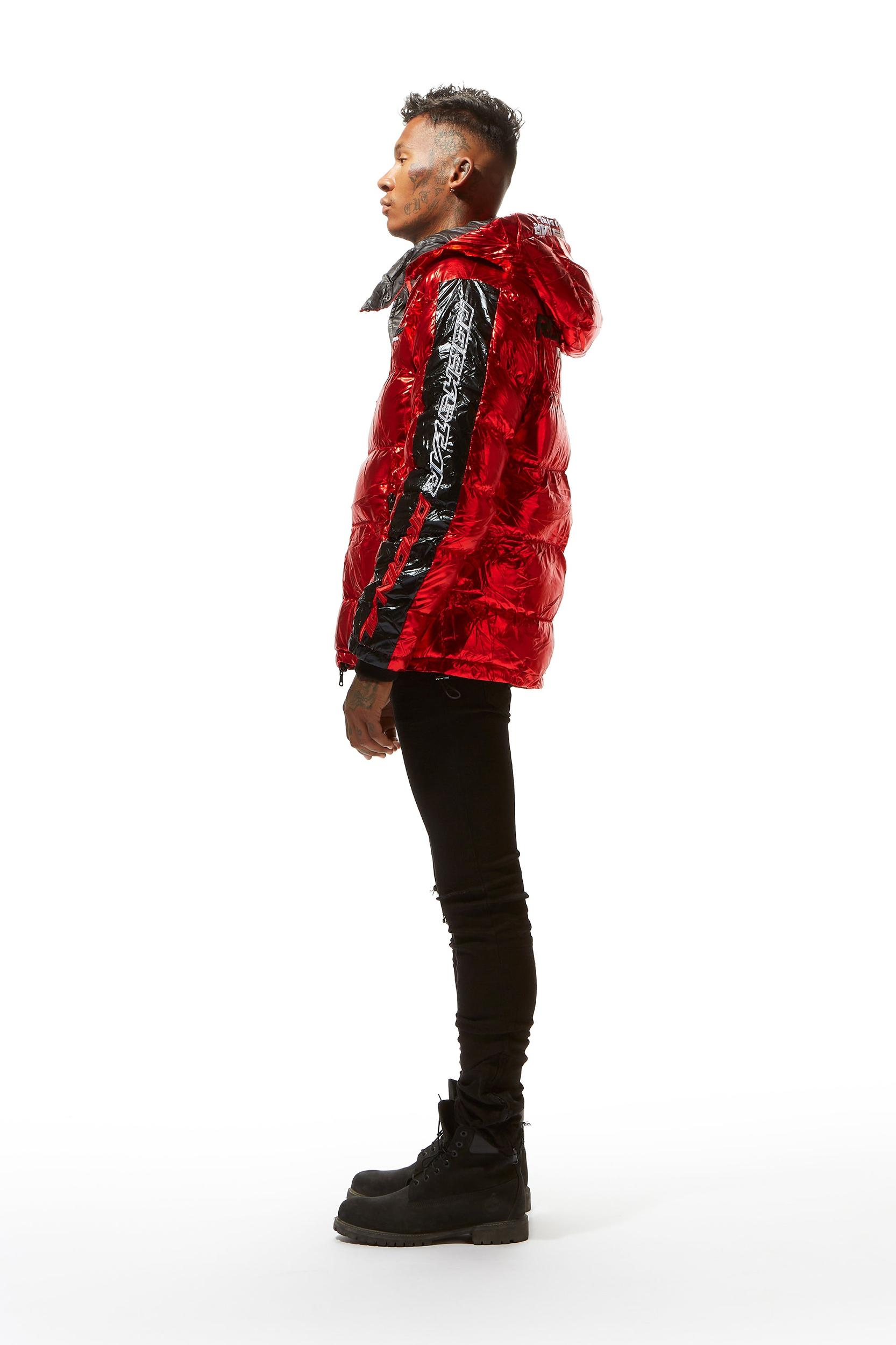 Metallic Red Alasia Puffer Jacket Male Product Image