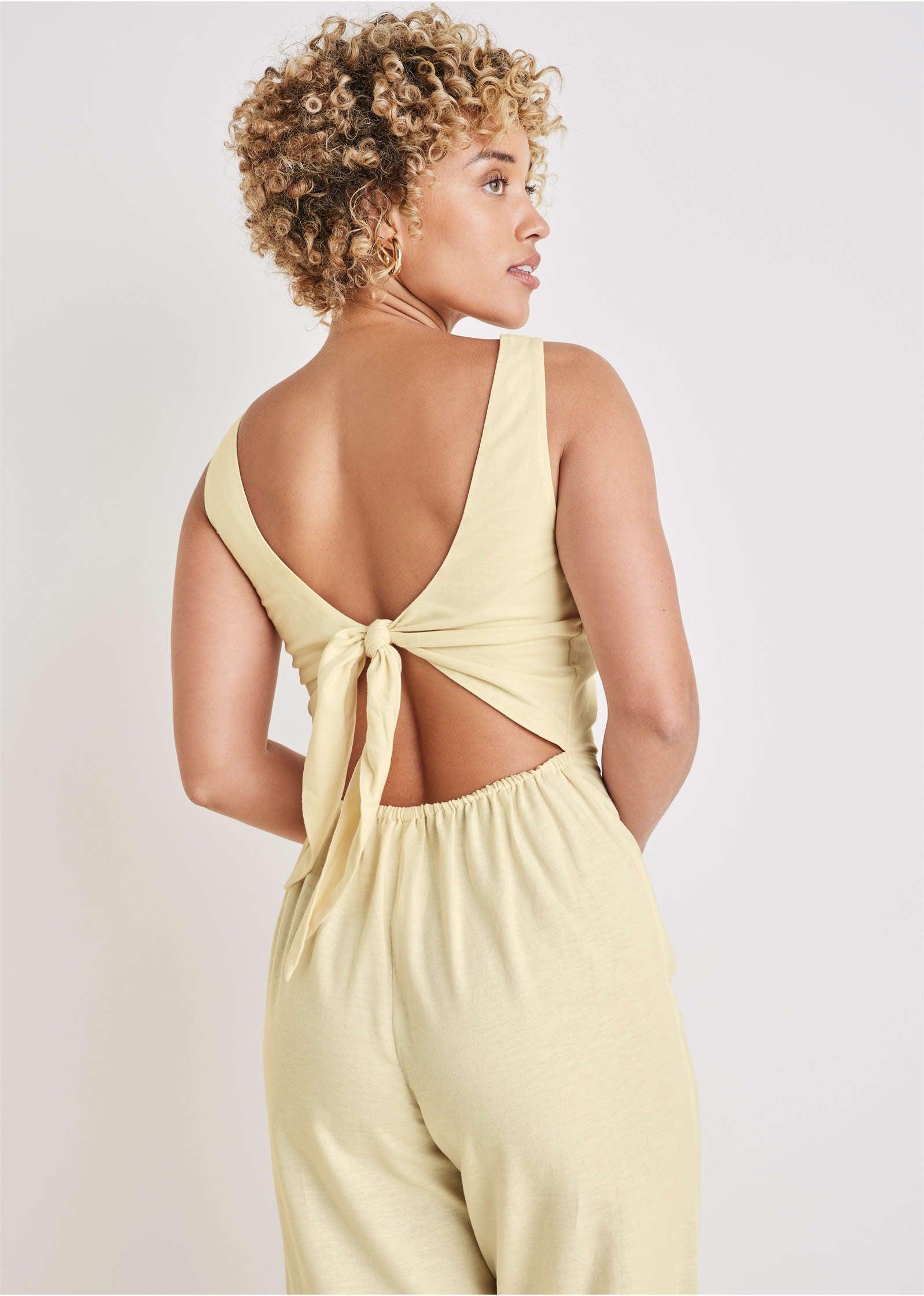 Linen Jumpsuit - Cream Product Image