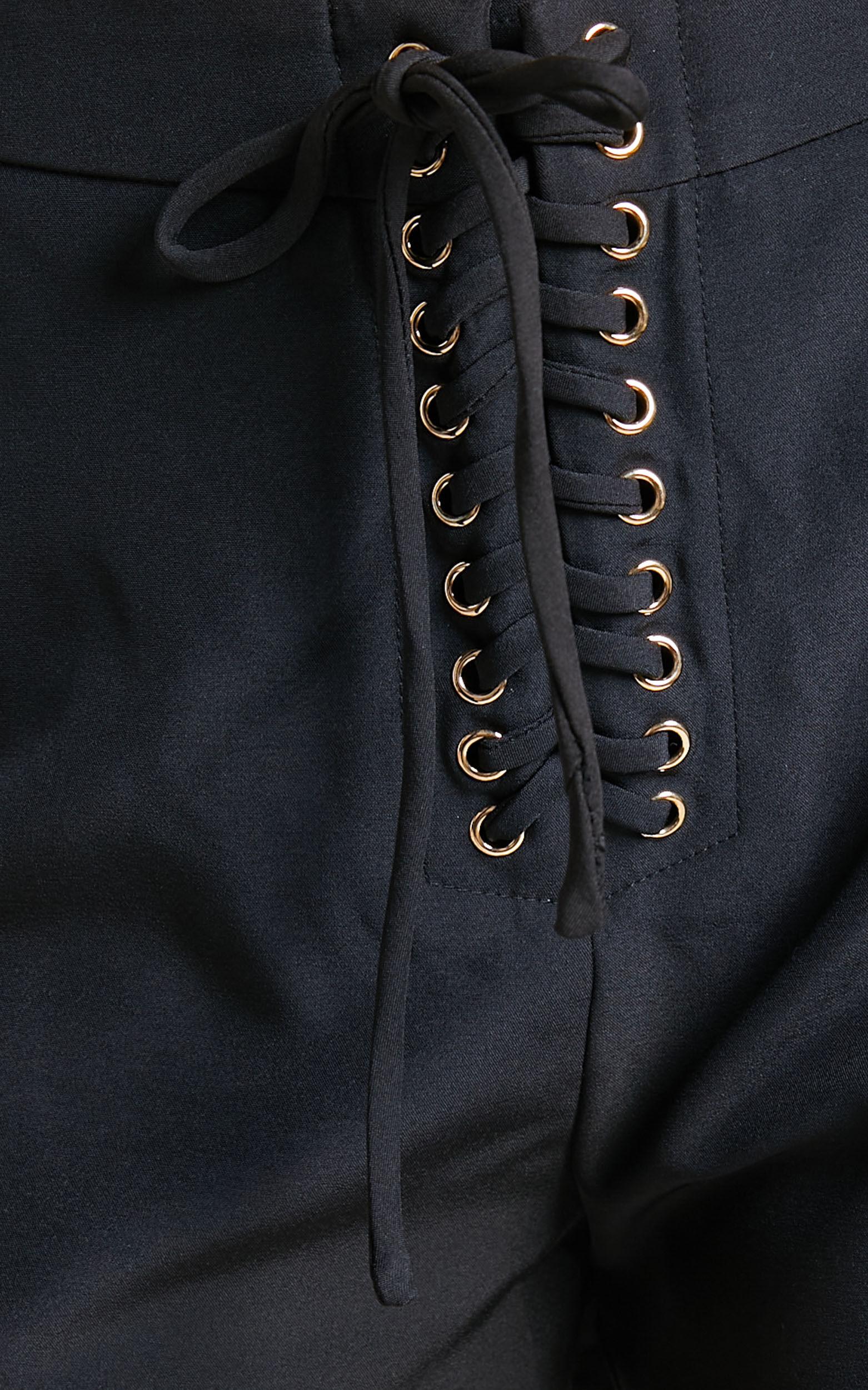 Kristitah Mini Shorts - Lace Up Hardware Eyelet Shorts in Black Product Image