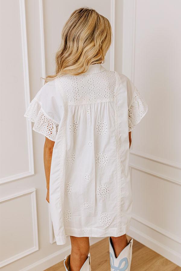 Brunch Ready Eyelet Mini Dress in White Product Image