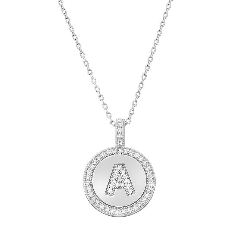 Argento Bella Sterling Silver Cubic Zirconia Initial Pendant Necklace, Women's,  Product Image