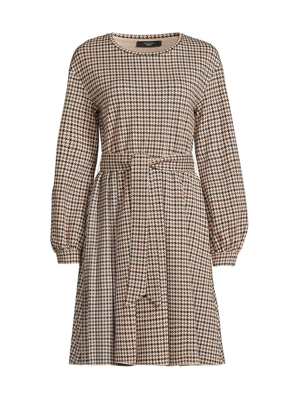 Womens Vetta Houndstooth Jersey Belted Minidress Product Image