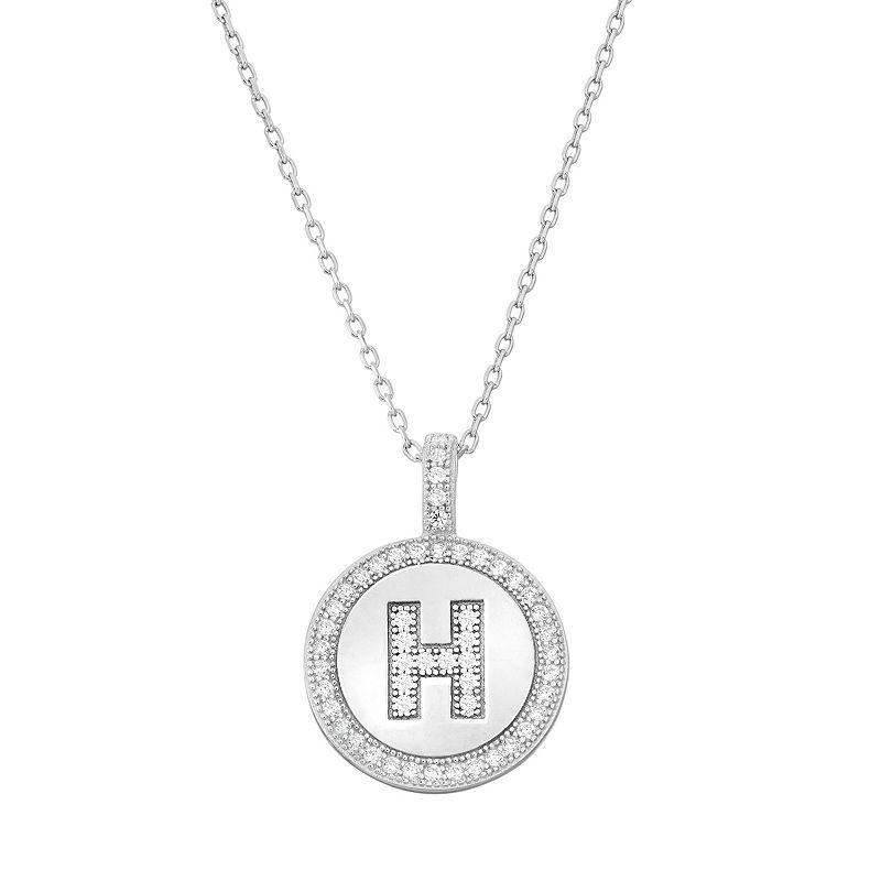 Argento Bella Sterling Silver Cubic Zirconia Initial Pendant Necklace, Women's,  Product Image