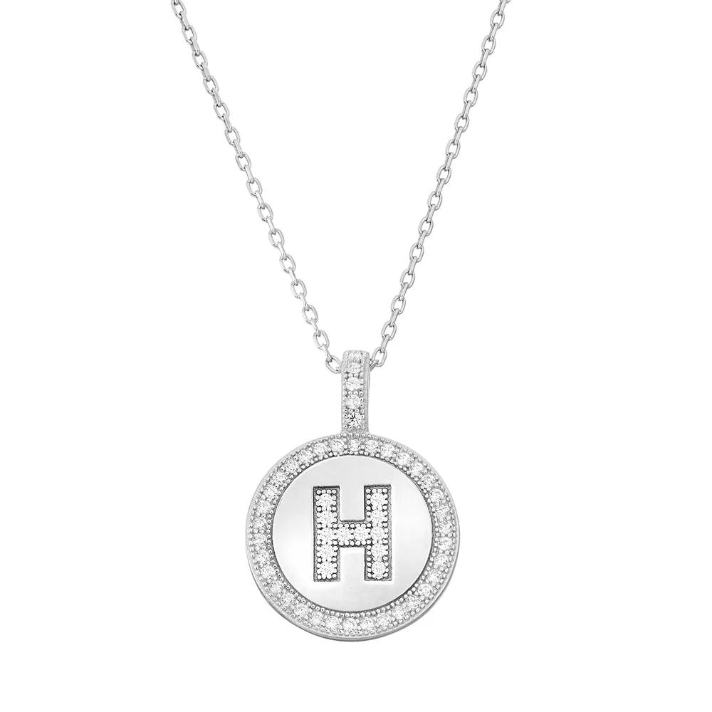 Argento Bella Sterling Silver Cubic Zirconia Initial Pendant Necklace, Women's,  Product Image