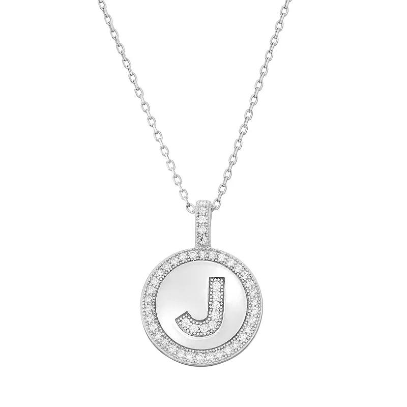 Argento Bella Sterling Silver Cubic Zirconia Initial Pendant Necklace, Women's,  Product Image
