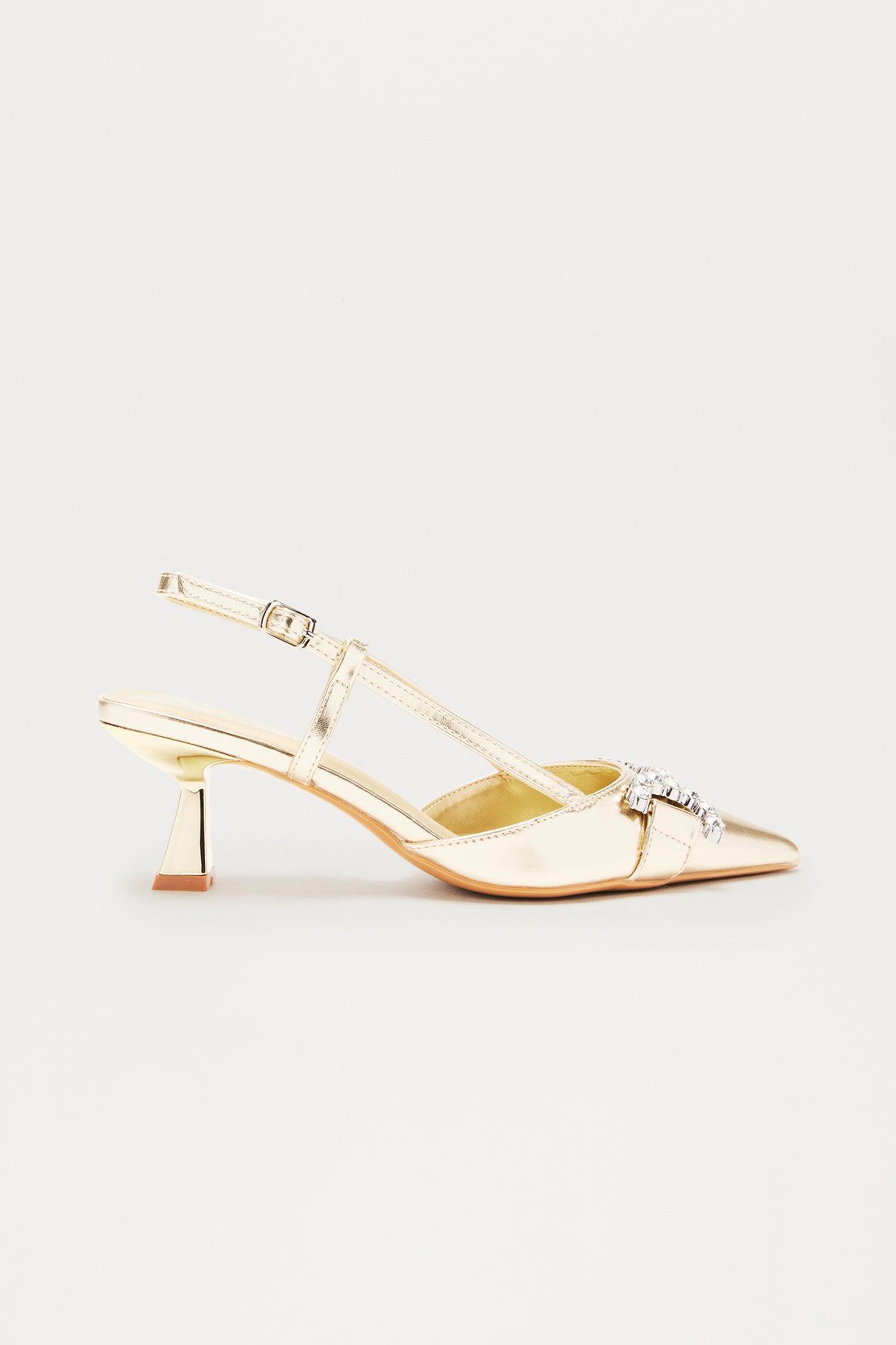 Gloss Slingback Pumps - Gold Product Image